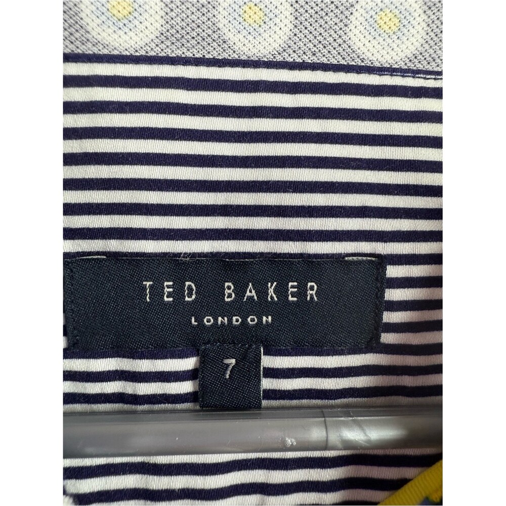 Ted Baker London Navy Polo with White & yellow Dot Motif button up - Picture 6 of 8
